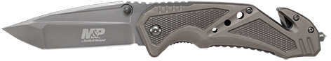 Schrade SWP11GCP Smith & Wesson Rescue 3.79" Folding Tanto Plain 7Cr17MoV High Carbon SS Blade Aluminum Handle