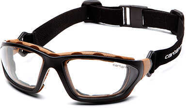 Pyramex Carhartt Carthage Shooting Glasses Black And Tan With Clear Anti-fog Lens