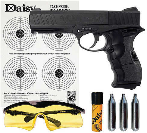 Daisy 4408 Powerline 408 Air Pistol Kit Semi-Automatic .177 Pellet/BB Black Co2/Bbs/Pellets/Glasses/Targets