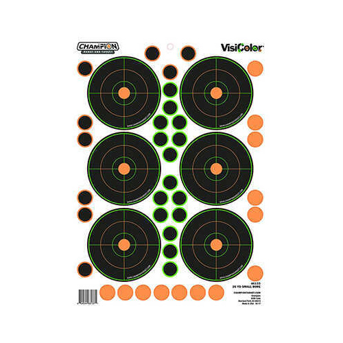 Champion Targets 46133 VisiColor Self-Adhesive Paper 8.5" x 11.5" Circle Orange/Black 5 Pack