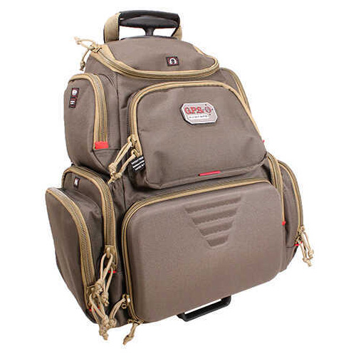 G*Outdoors GPS-1711ROBP Handgunner Rolling Range Bag With 4 Gun Cradle Rifle Green W/Khaki Trim
