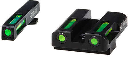 Hiviz GLN329 LiteWave H3 Front And Rear Sight for Glock 45ACP/10MM Green W/White Outline Black