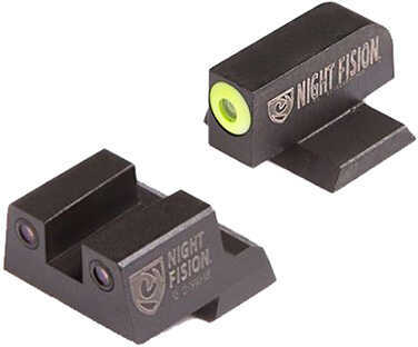 Night Fision CNK027003YGZ Sight Set Square Century Canik TP9SF/TP9SF Elite/TP9SA Green Tritium w/Yellow Outline Bl
