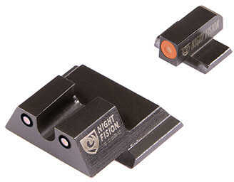 Night Fision SAW202007OGZ Sight Set Square Front/U-Notch Rear S&W M&P Shield Green Tritium w/Orange Outline Black