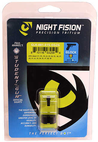 Night Fision GLK001015OGZ Sight Set Accur8 Front/Square Rear for Glock 17/17L/19/22-28/31-35/37-39 Green Tritium w