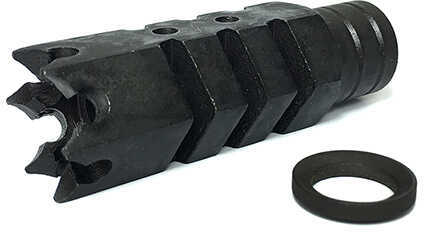 ATI Outdoors A5102251 Shark Muzzle Brake Black Oxide Steel With 1/2"-28 tpi Threads For .223 Cal/5.56 AR-15