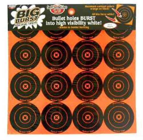 Birchwood Casey 36348 Big Burst Self-Adhesive Paper 3" Bullseye Orange/Black 3 Pack