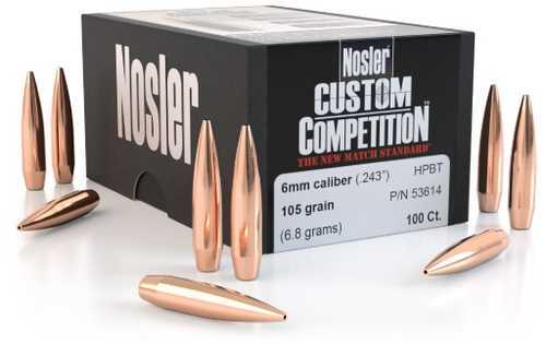 Nosler Custom Competition Boat Tail Hollow Point 6 MM 105 Grain 250/Box Md: 16328 Bullets