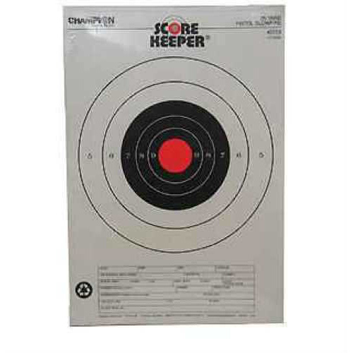 Champion Traps And Targets Scorekeeper Paper - Fluorescent Orange Bull 25 Yd. Pistol Slowfire 11" X 16" 12