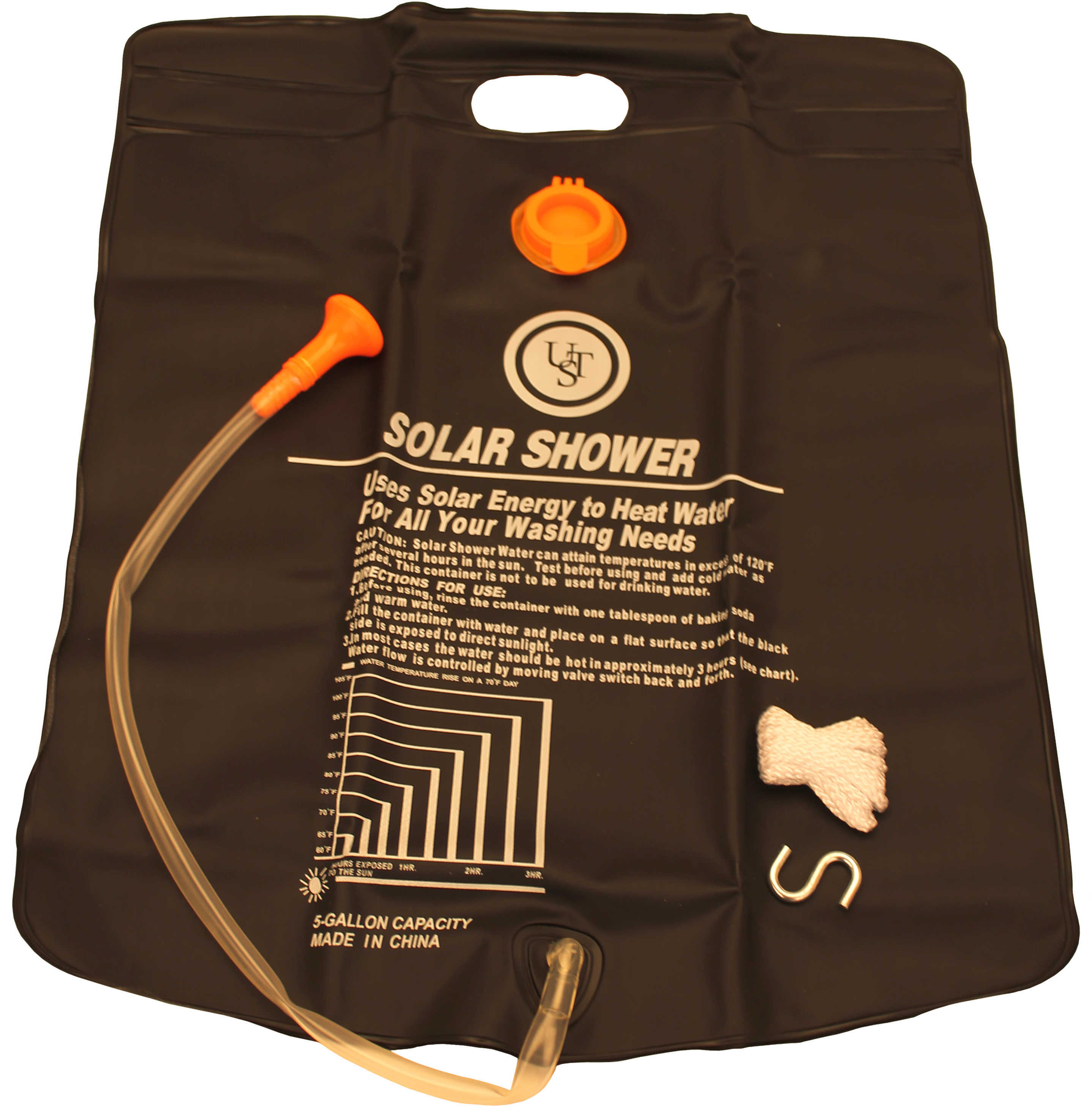 UST Solar Shower Holds 5 GALLONS Black W/Built In HNDLE