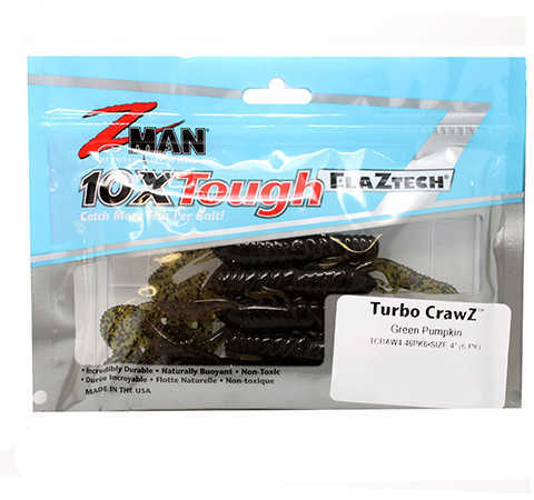 Z-Man Fishing Products Turbo Crawz 4" Soft Bait Lure, 6-Pack, Green Pumpkin Md: TCRAW4-46PK6