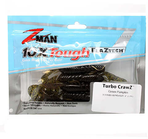 Z-Man Fishing Products Turbo Crawz 4" Soft Bait Lure, 6-Pack, Green Pumpkin Md: TCRAW4-46PK6