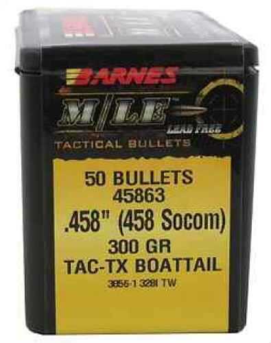 Barnes Bullets 30640 TAC-TX 458 Socom .458 300 GR Boat Tail 50 Box