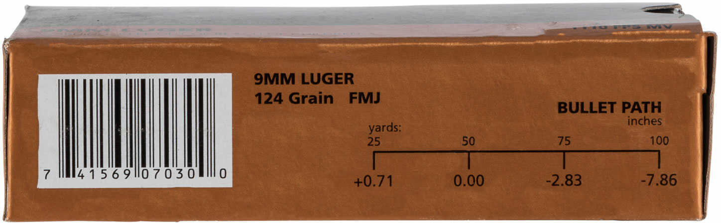 9mm Luger 124 Grain Full Metal Jacket 50 Rounds PMC Ammunition