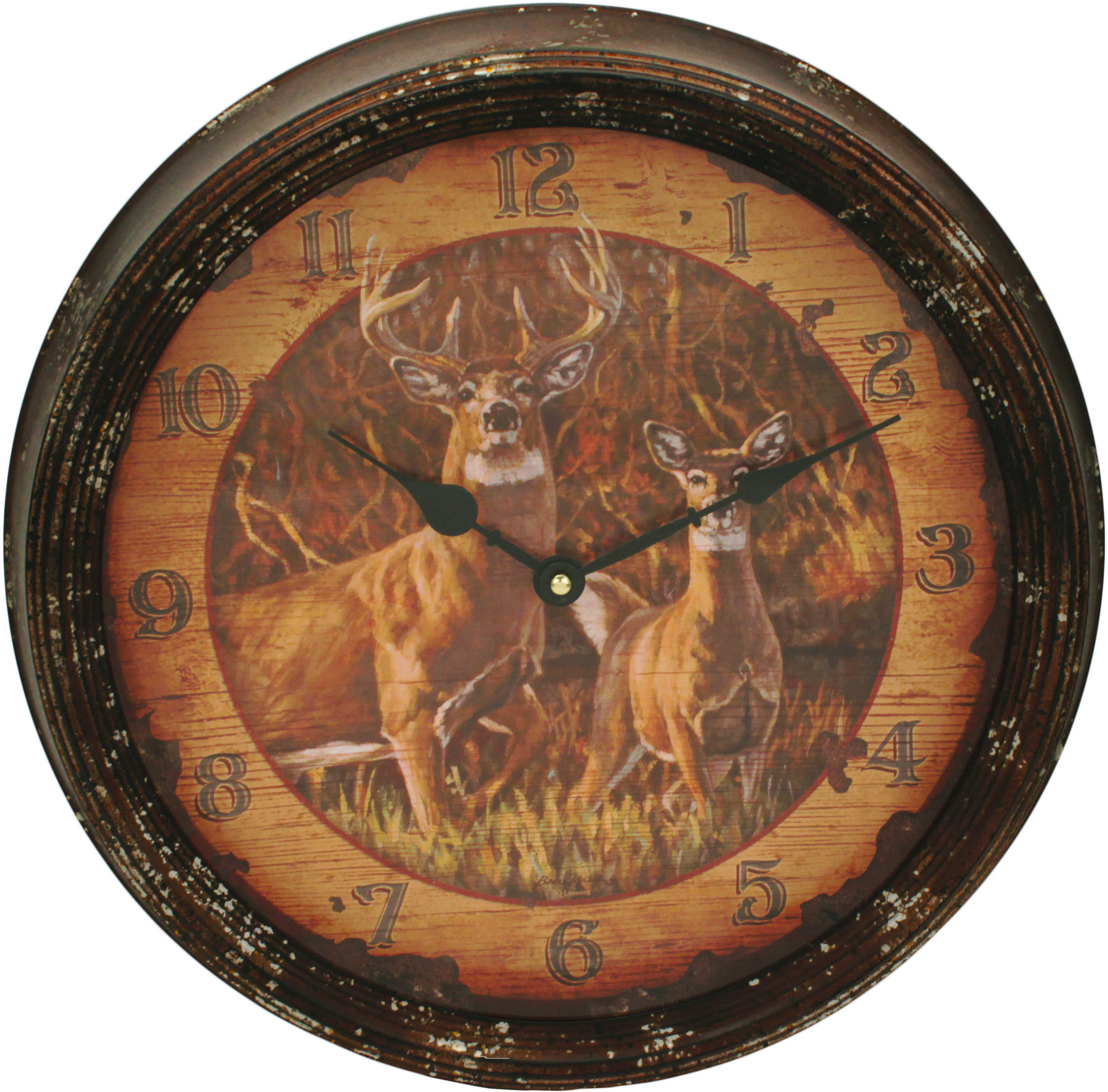 Rivers Edge 15 in. Clock Rusted Buck and Doe Model: 1025