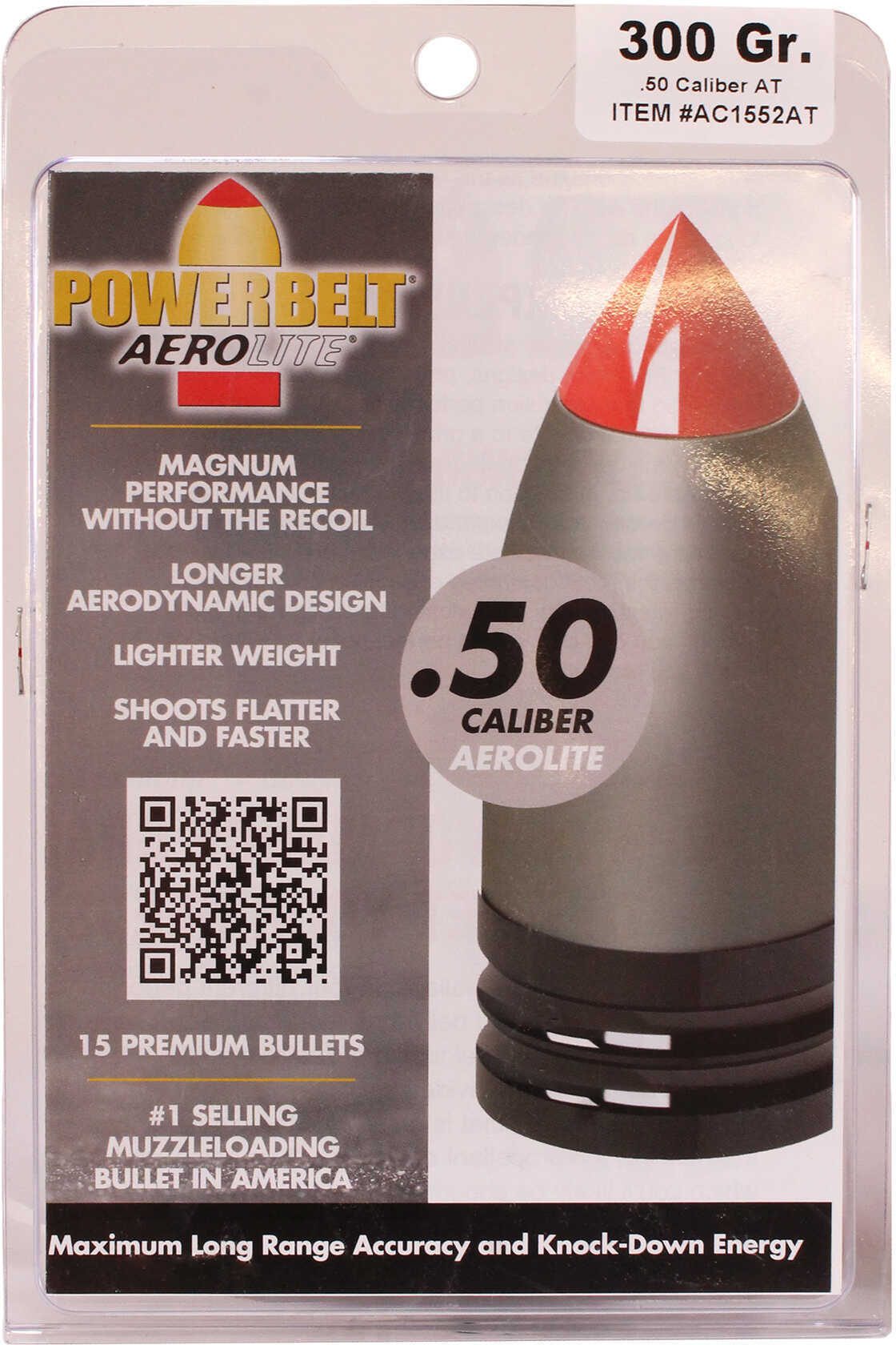 Powerbelt AeroTip Aerolite Muzzleloader Bullets .50 Cal 300 Gr 15/ct