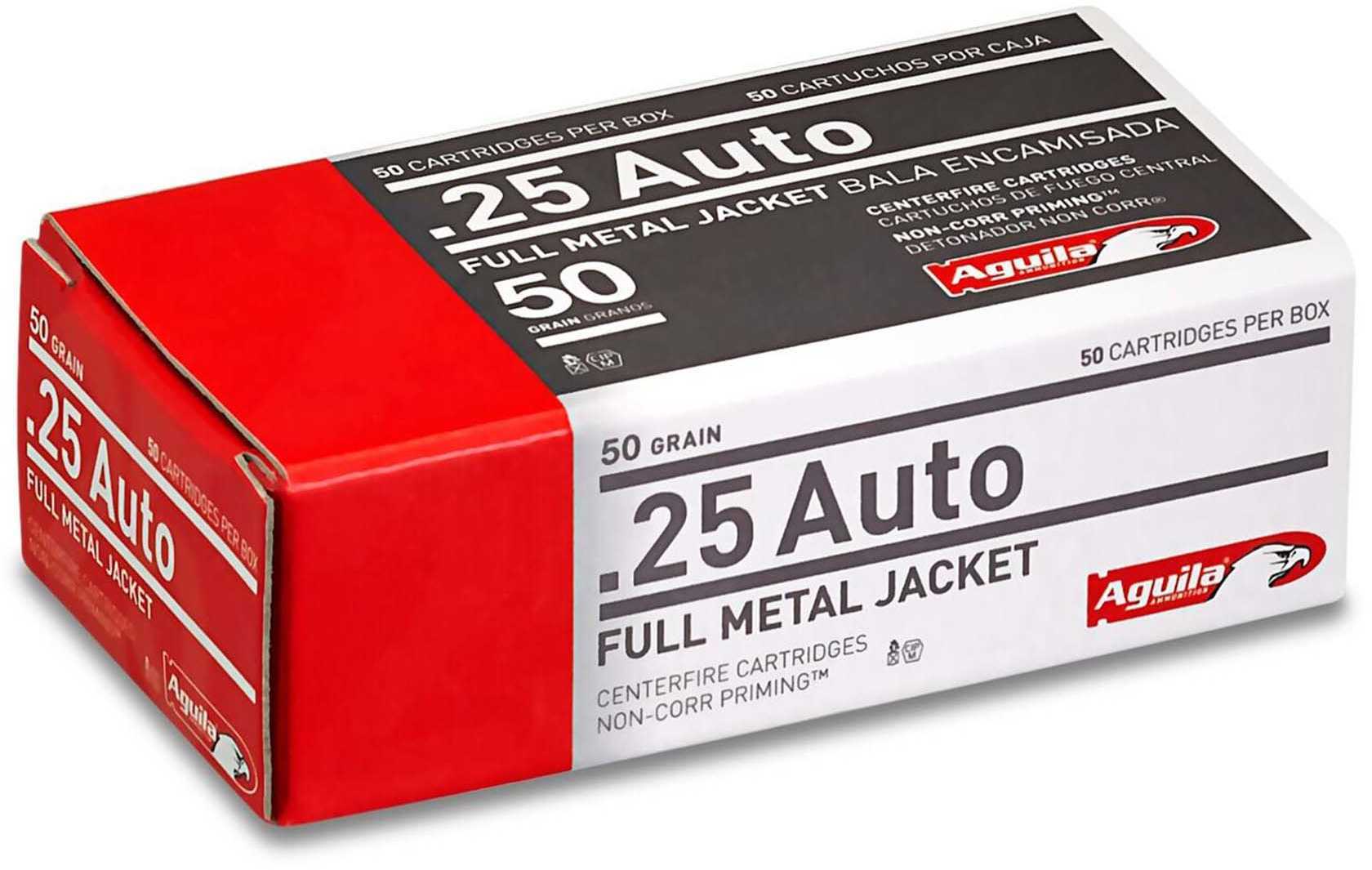 25 ACP 50 Grain Full Metal Jacket Rounds Aguila Ammunition