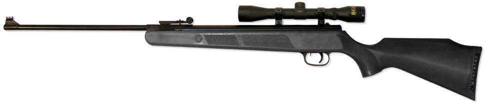 Beeman 1071 Wolverine Carbine Air Rifle with 4x32 Scope Break Open .177 FOF Pellet Black Synthetic Stock Blued