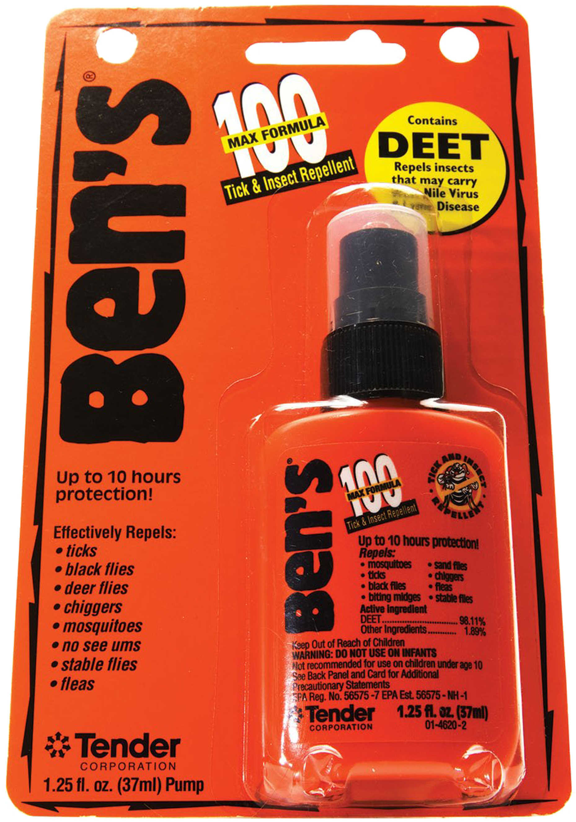 AMK BEN'S 100 INSECT Repellent 100% DEET 1.25Oz Pump (CARDED)