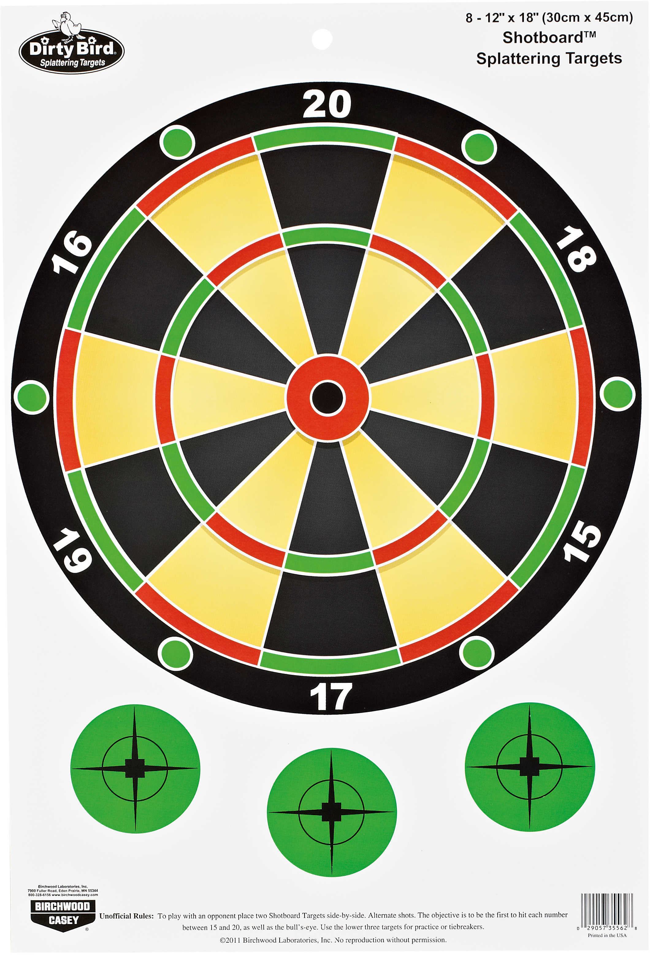 Birchwood Casey 35562 Pregame Shotboard Dart Board Hanging Paper All Firearms 12" X 18" Impact Enhancement Splatter 8 Ta