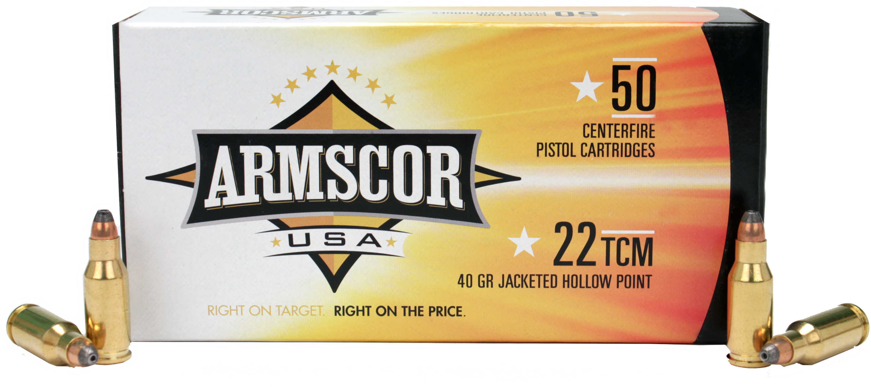 22 TCM 40 Grain Hollow Point 50 Rounds Armscor Ammunition