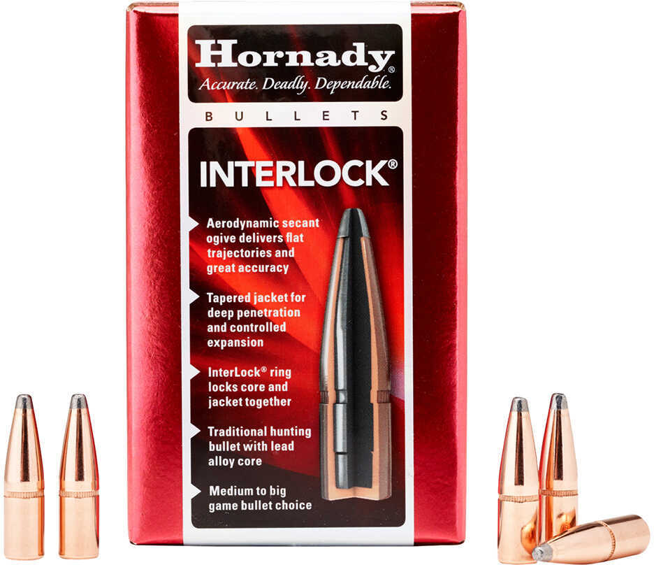 Hornady 30 Caliber .308 Diameter 180 Grain Spire Point With Cannelure 100 Count