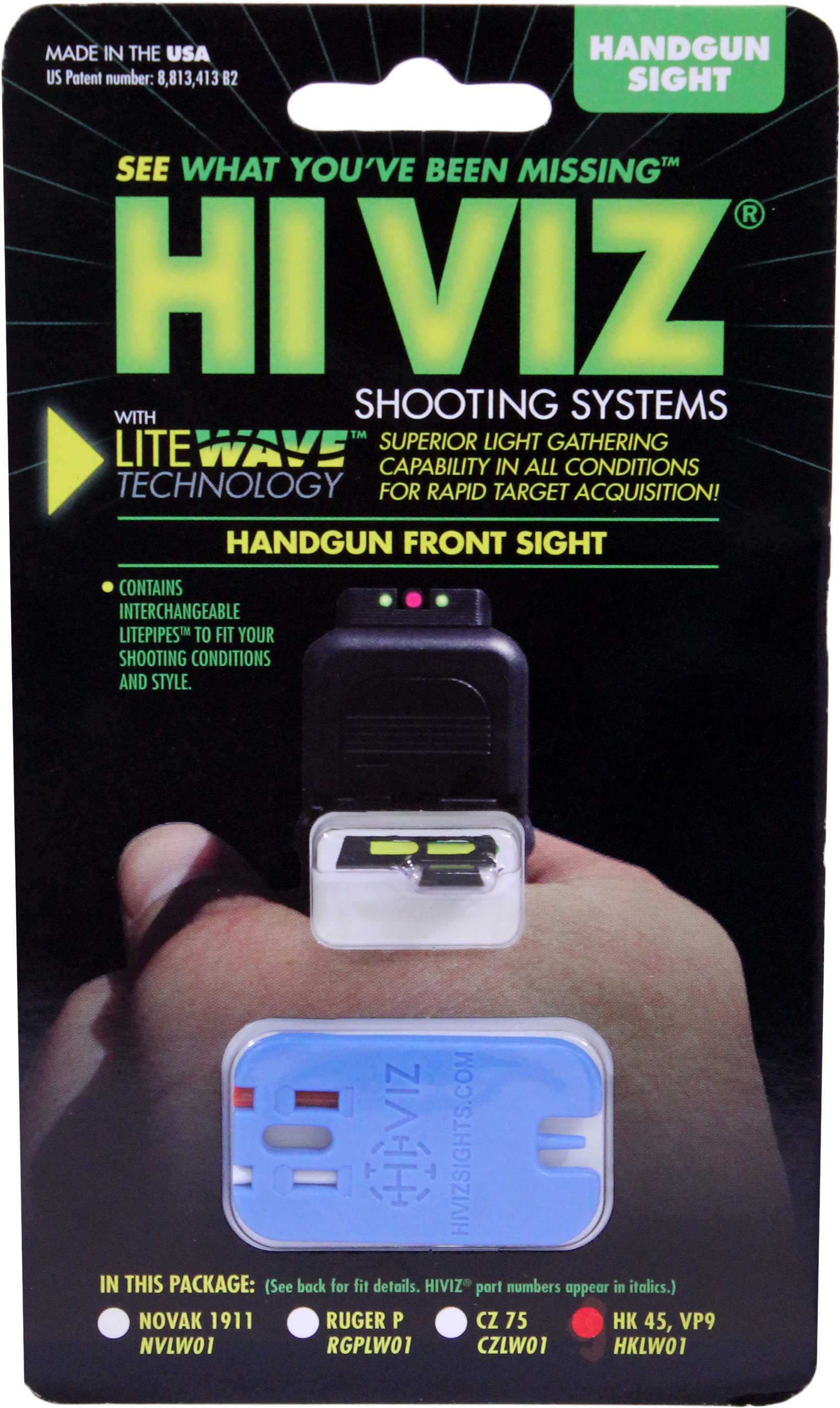HiViz HKLW01 LiteWave Front Sight Green/Red/White Interchangeable Fits HK45, HK45C, P30, P30L, P2000, P2000Sk, Vp9, Vp40