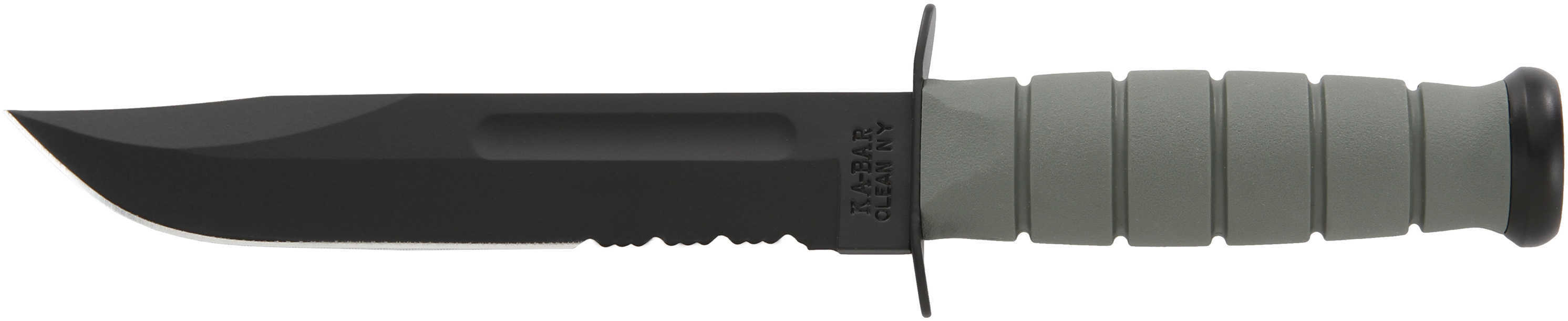 KA-BAR Fighting/Utility Knife 7" SERR W/Plastic STH. F-Green