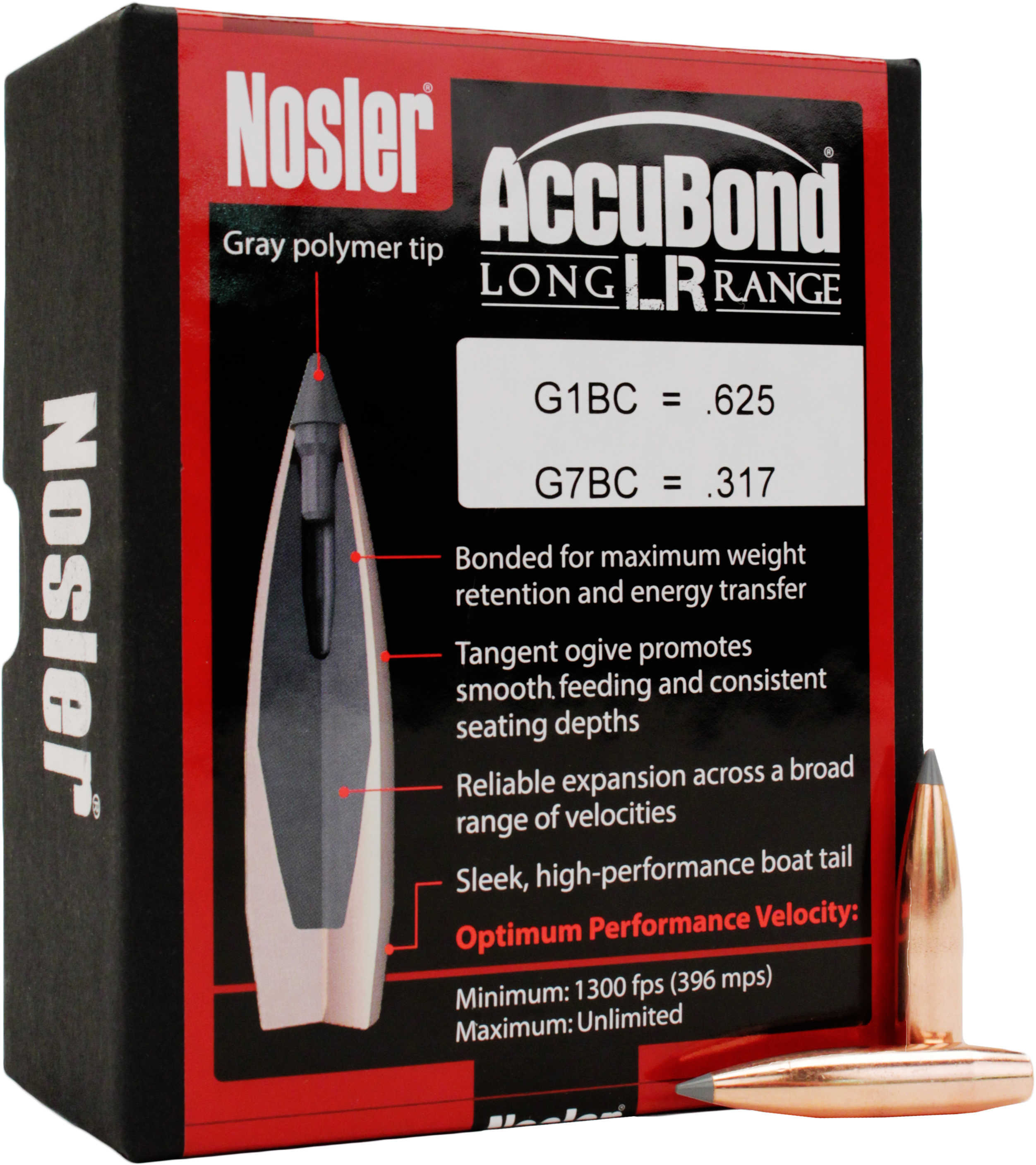 Nosler Bullets 270 Caliber .277 150 Grains Accubond LR 100CT