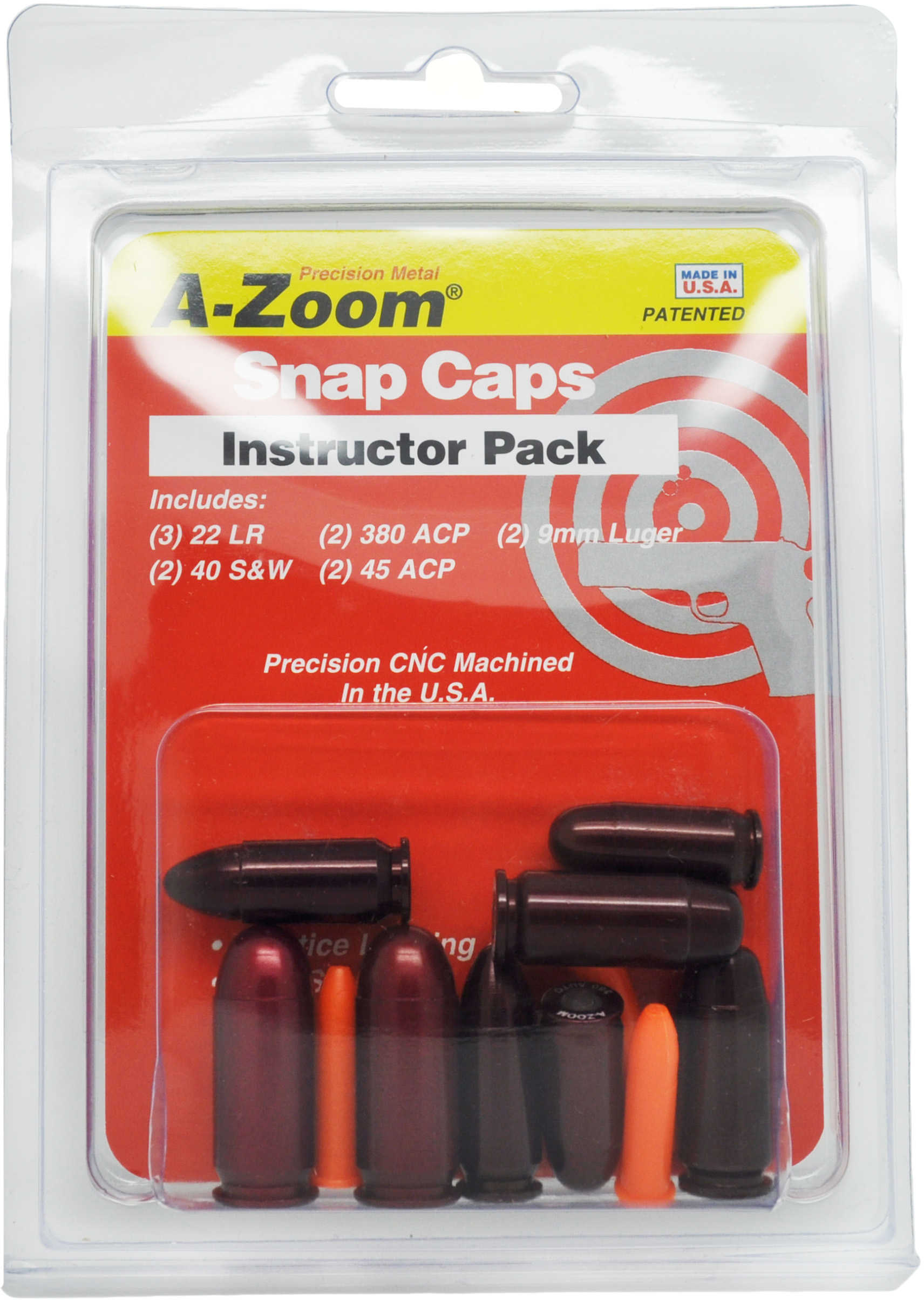A-Zoom 16190 Snap Caps NRA Instructor .22/.380/9mm/40 S&W/45 ACP Aluminum 12
