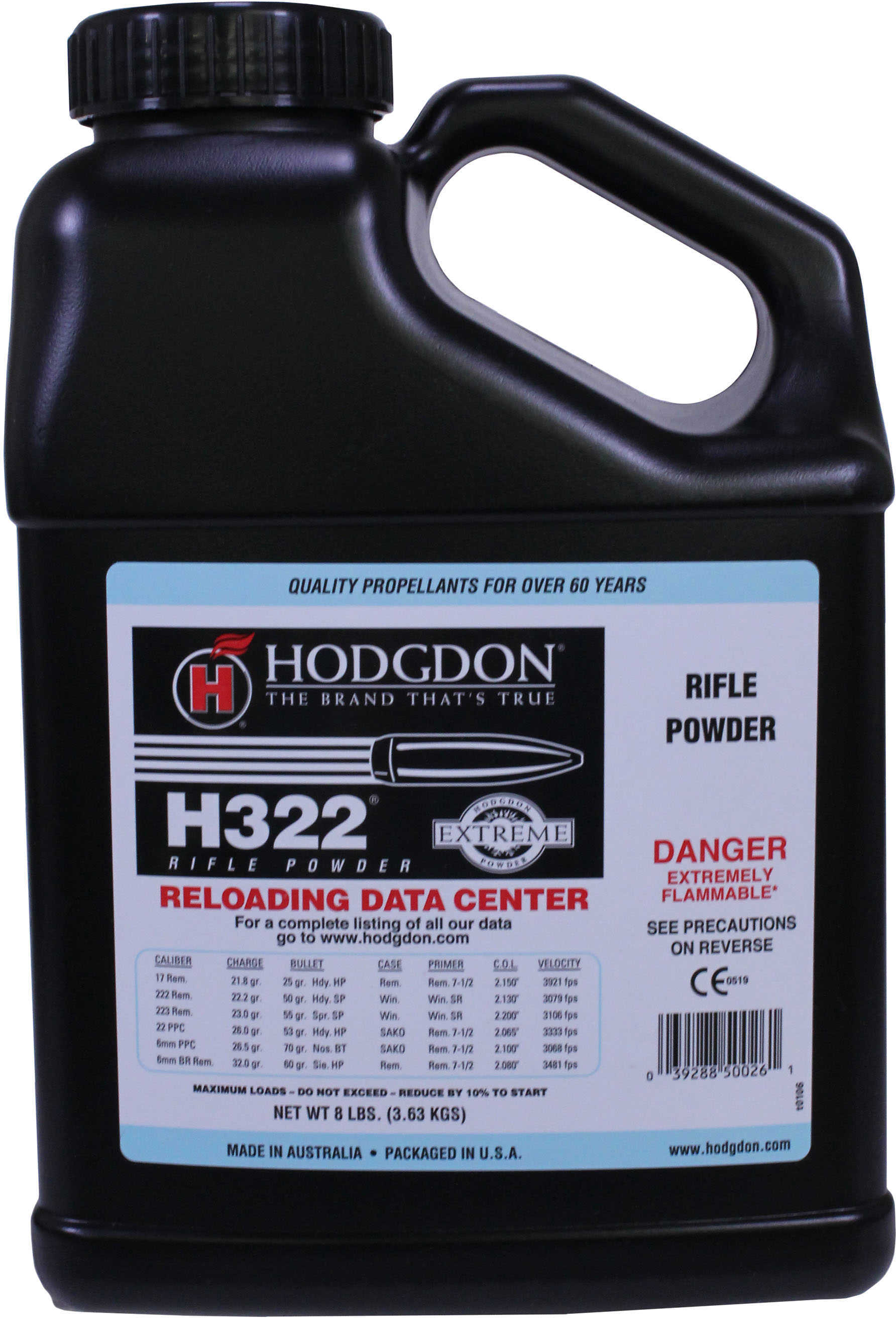 Hodgdon H322 Smokeless Powder 8 Lbs