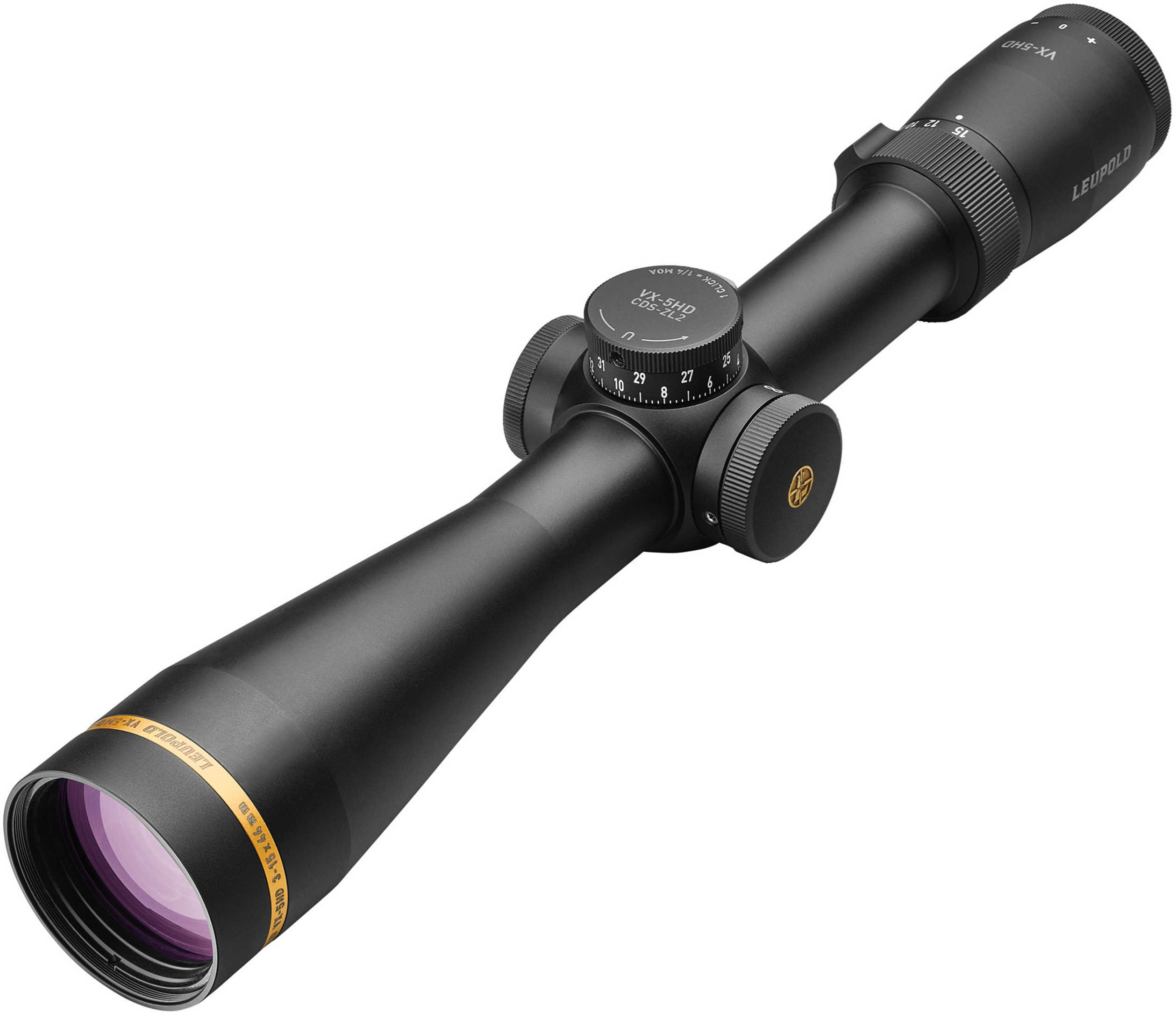 Leupold 171714 VX-5HD CDS 3-15x 44mm Obj 38.20-7.90 ft @ 100 yds FOV 30mm Tube Black Matte Finish Duplex (SFP)