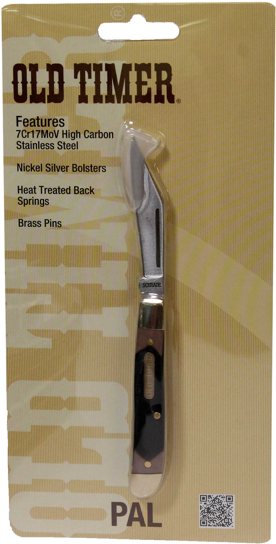 Old Timer Pal 2.20" Folding Clip Point Plain 7Cr17MoV High Carbon SS Blade Sawcut Handles With Nickel