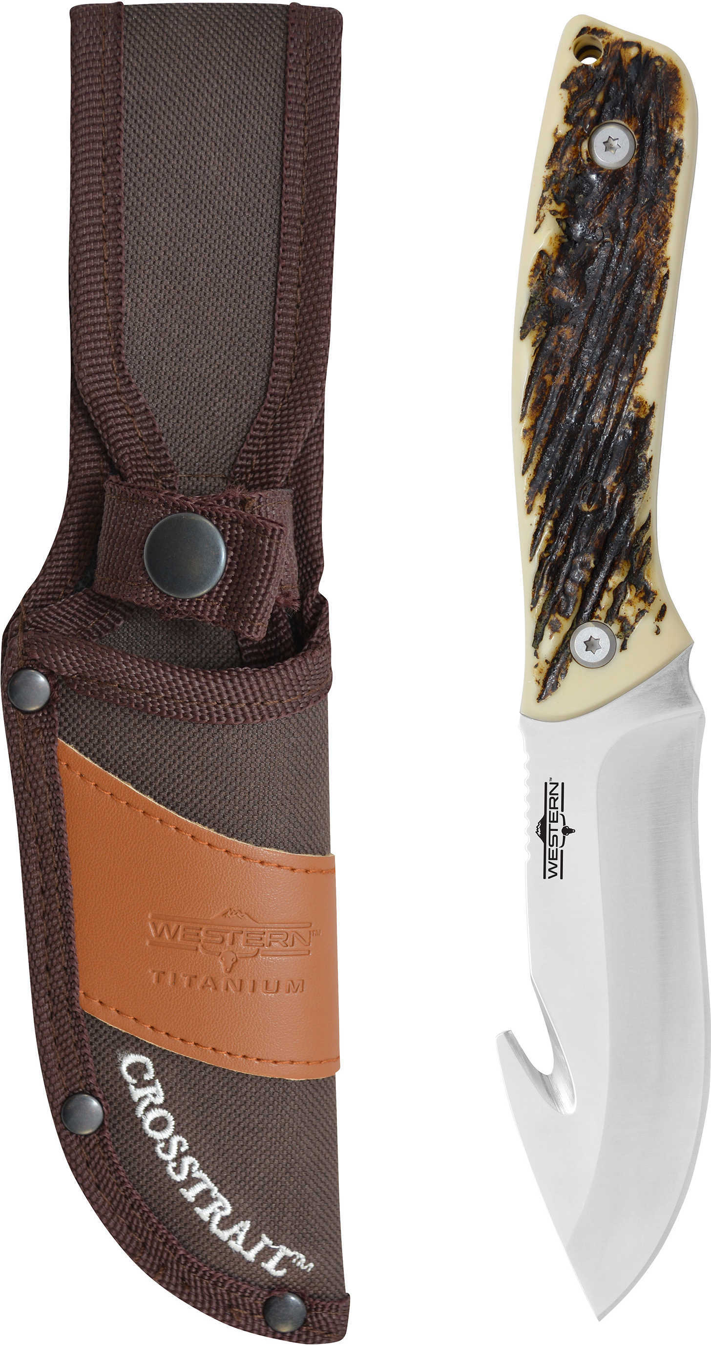 CAMILLUS Western CROSSTRAIL Gut Hook 4.25" SS Blade Antler
