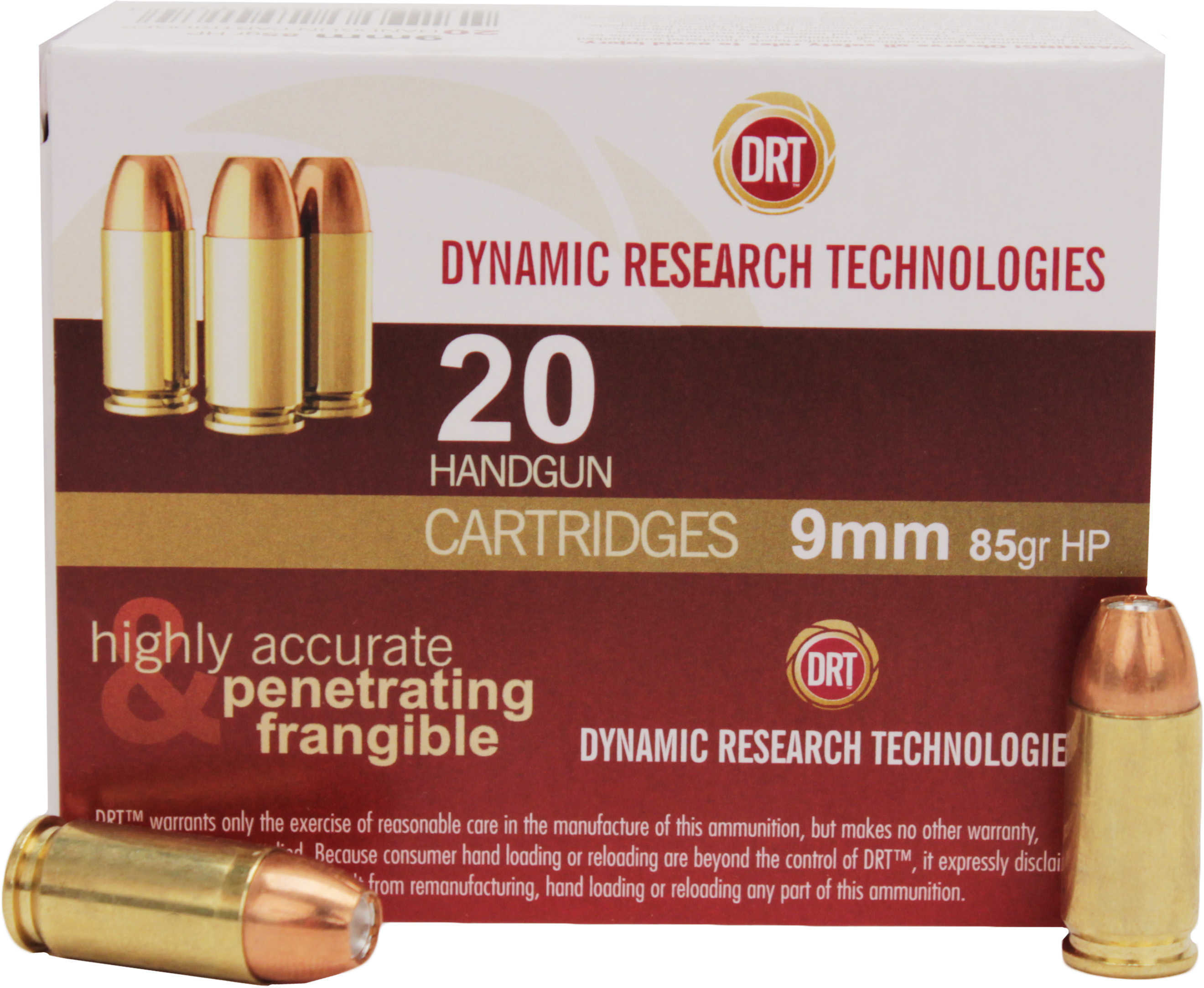 9mm Luger 85 Grain Hollow Point 20 Rounds Dynamic Research Ammunition