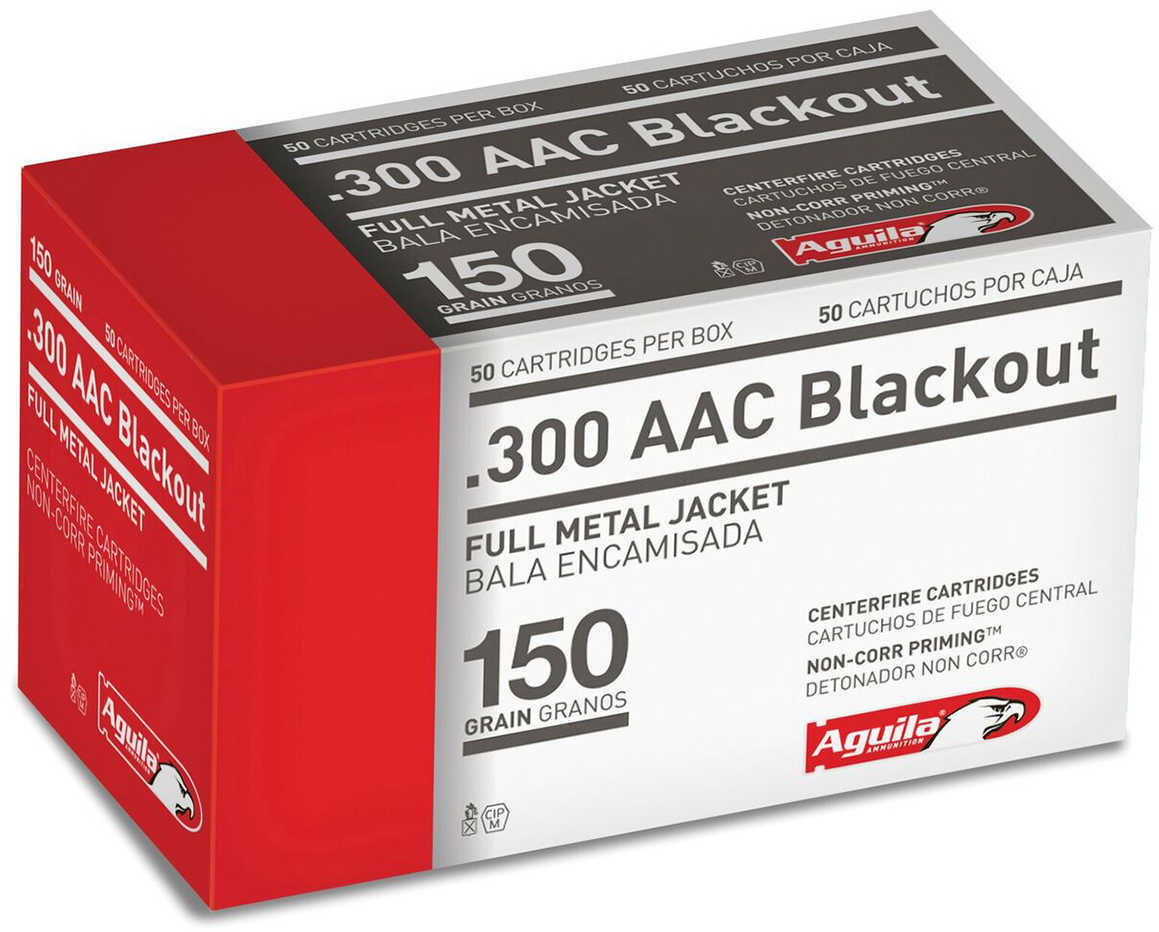 300 AAC Blackout 150 Grain Full Metal Jacket 50 Rounds Aguila Ammunition