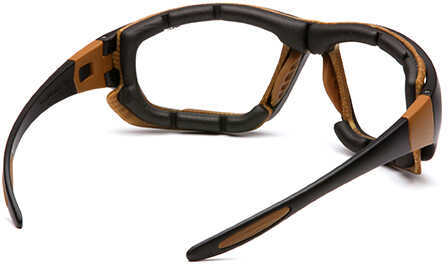 Pyramex Carhartt Carthage Shooting Glasses Black And Tan With Clear Anti-fog Lens