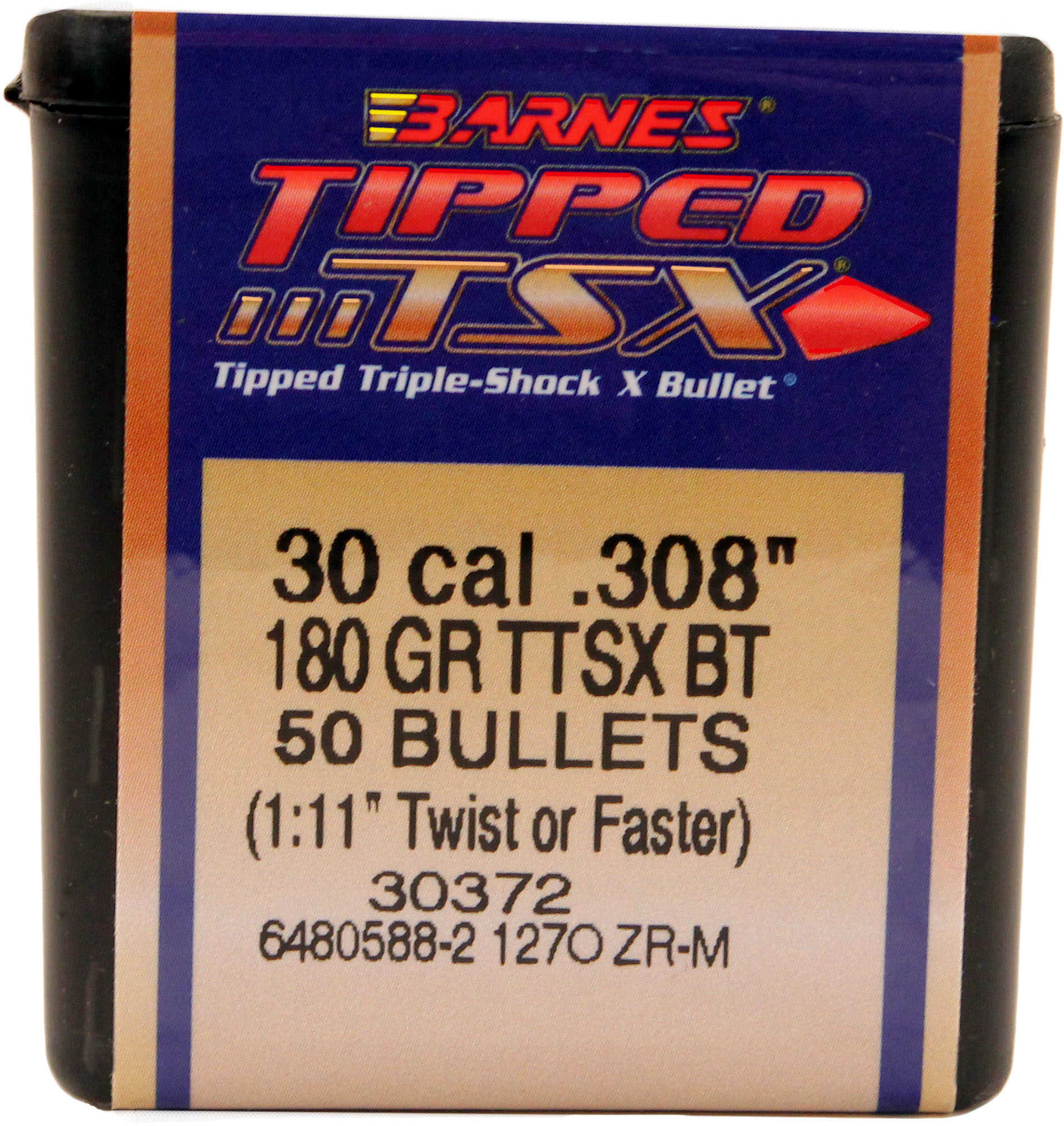 Barnes Tipped Triple-Shock X Bullets 30 Caliber (308 Diameter) 180 Grain Spitzer Boat Tail, 50 Per Box Md: 30372