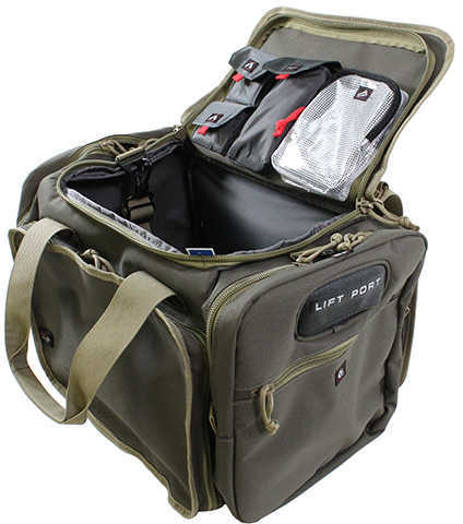 G*Outdoors GPS-2014LRBR Large Range Bag With Lift Ports & (4)Ammo Dump Cups Rifle Green W/Khaki Trim
