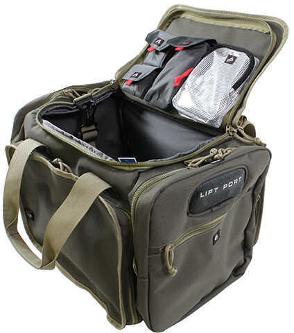G*Outdoors GPS-2014LRBR Large Range Bag With Lift Ports & (4)Ammo Dump Cups Rifle Green W/Khaki Trim