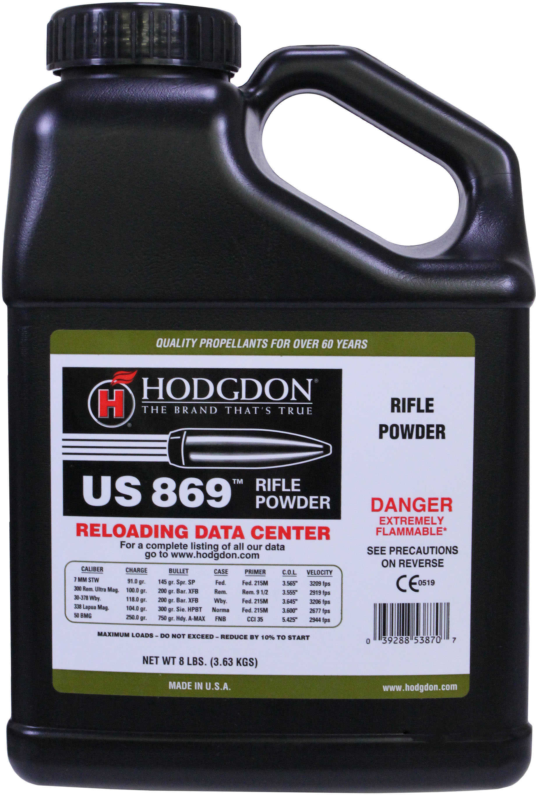 Hodgdon US 869 Smokeless Powder 8 Lbs