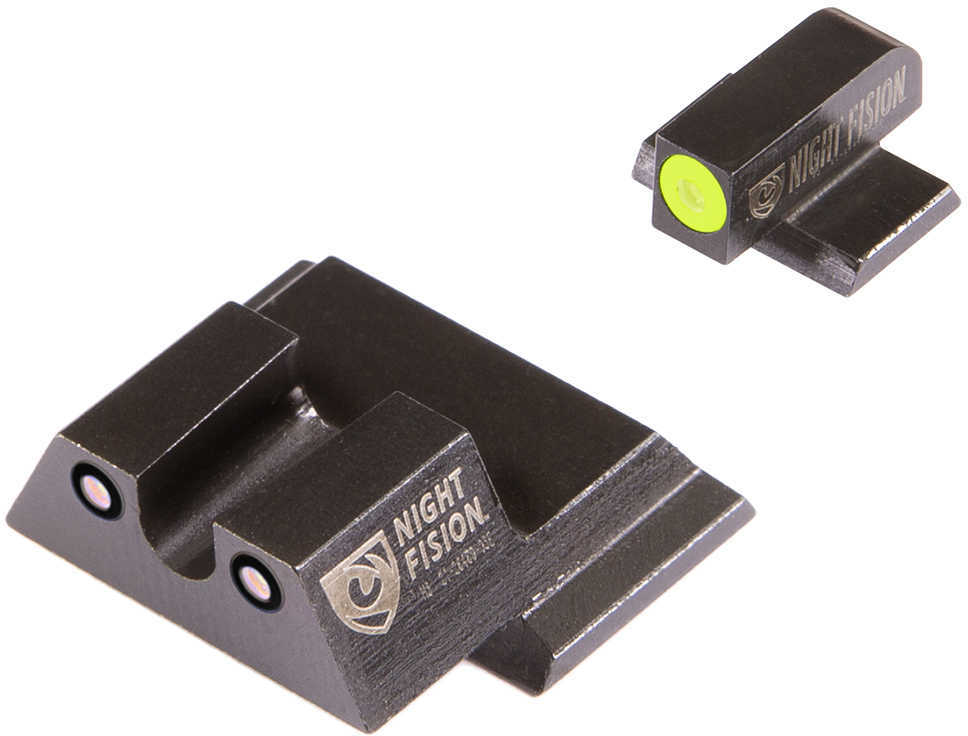Night Fision SAW201007YGZ Sight Set Square Front/U-Notch Rear S&W M&P/SD9 VE/SD40 Green Tritium w/Yellow Outlin