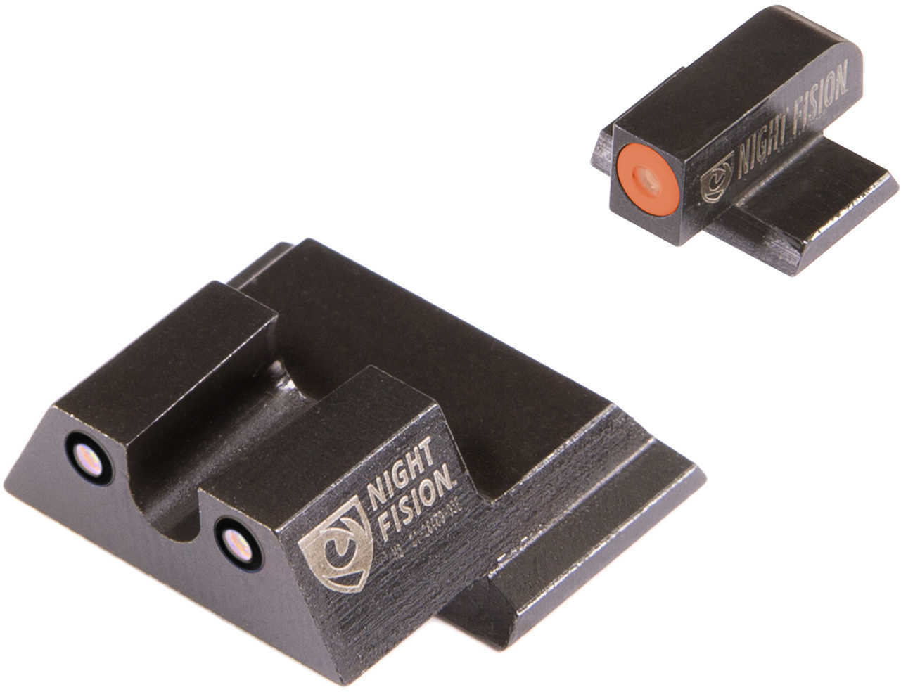 Night Fision SAW202007OGZ Sight Set Square Front/U-Notch Rear S&W M&P Shield Green Tritium w/Orange Outline Black
