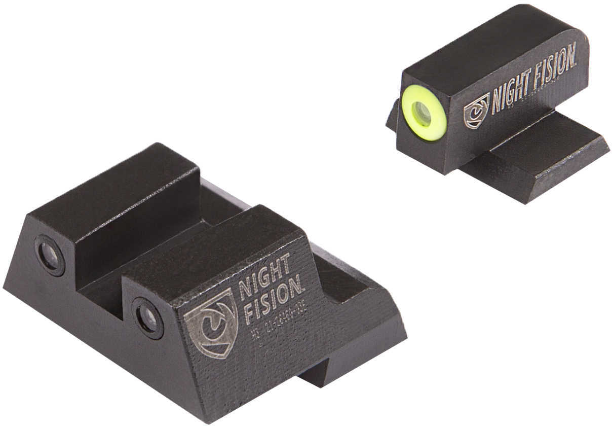Night Fision CNK027003YGZ Sight Set Square Century Canik TP9SF/TP9SF Elite/TP9SA Green Tritium w/Yellow Outline Bl