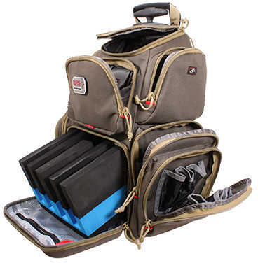 G*Outdoors GPS-1711ROBP Handgunner Rolling Range Bag With 4 Gun Cradle Rifle Green W/Khaki Trim