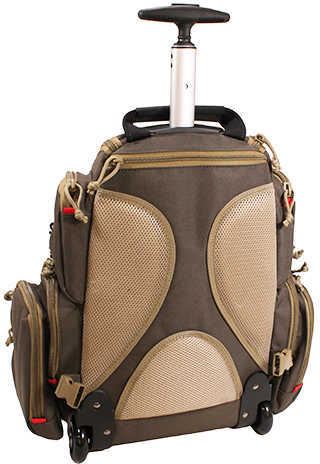 G*Outdoors GPS-1711ROBP Handgunner Rolling Range Bag With 4 Gun Cradle Rifle Green W/Khaki Trim