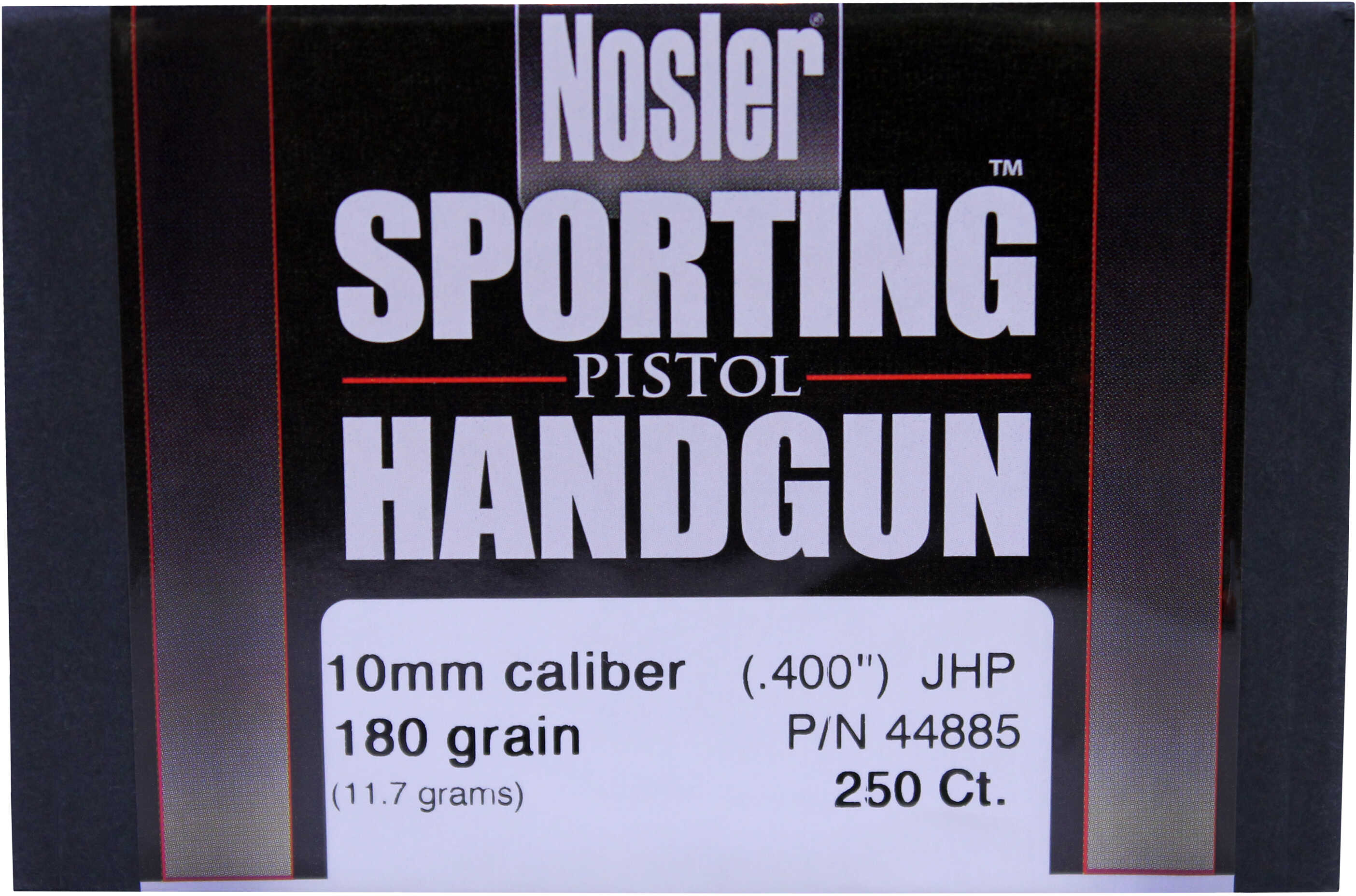 Nosler 10mm .400 Diameter 180 Grain Jacketed Hollow Point 250 Count