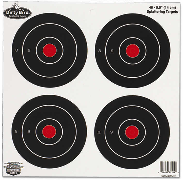 Birchwood Casey 35570 Dirty Bird Hanging Tagboard 6" Bullseye Black/Red 100 Pack