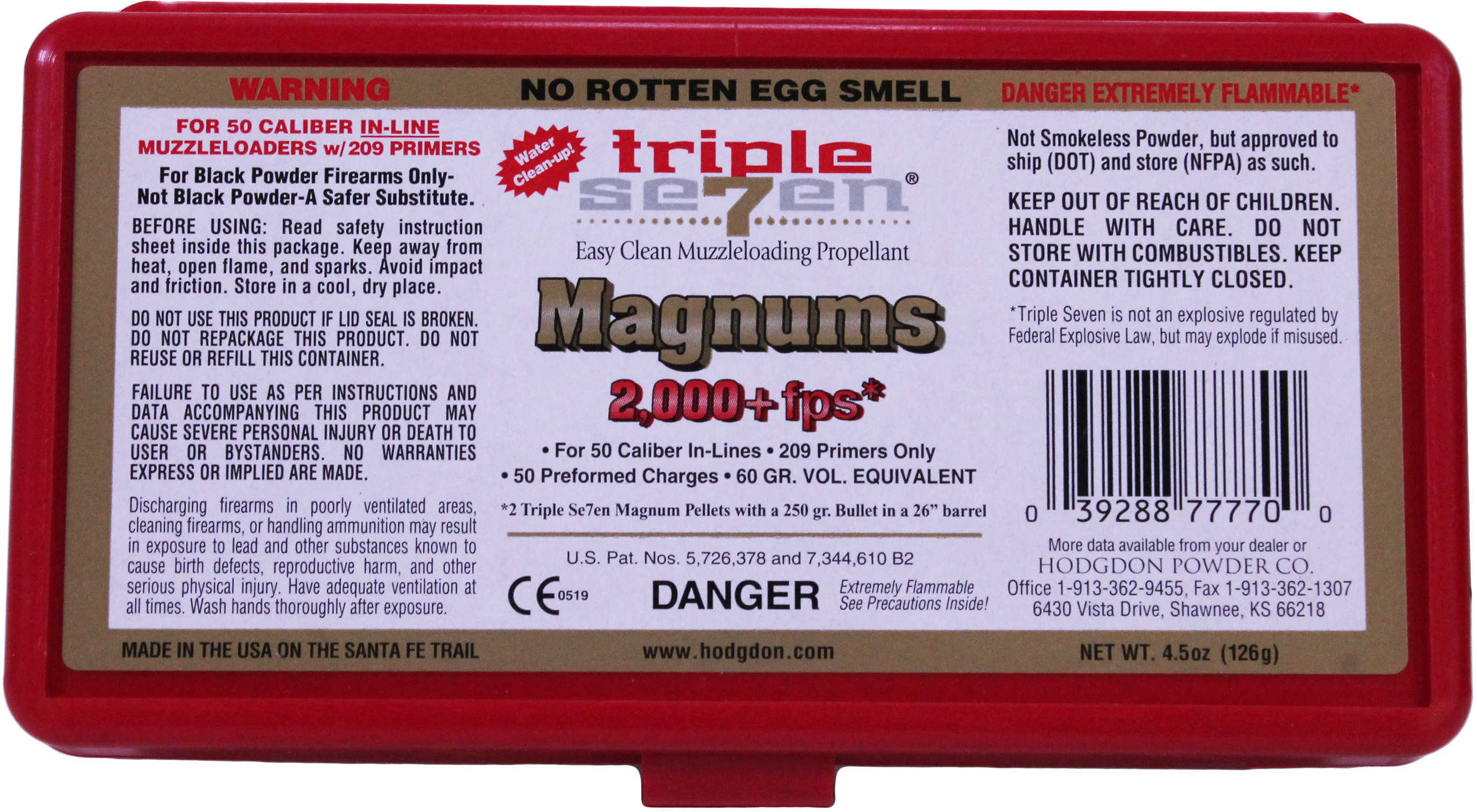 Hodgdon Triple Seven Black Powder Substitute .50 Cal Magnum Pellets - 50/ct