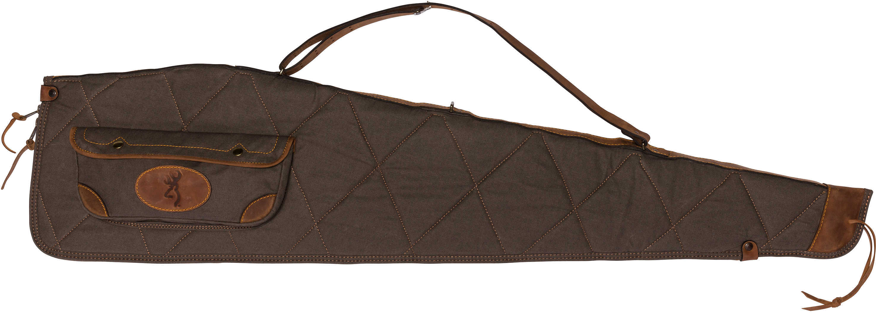 Browning 1413886948 Lona Rifle Case 48" Scoped Leather & Canvas Flint/Brown